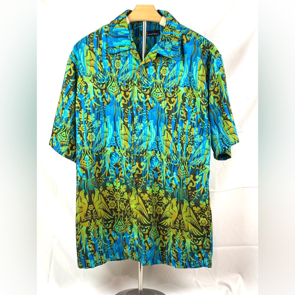 No Boundaries Hawaiian Blue and Green Patterned Shirt Pre-owned